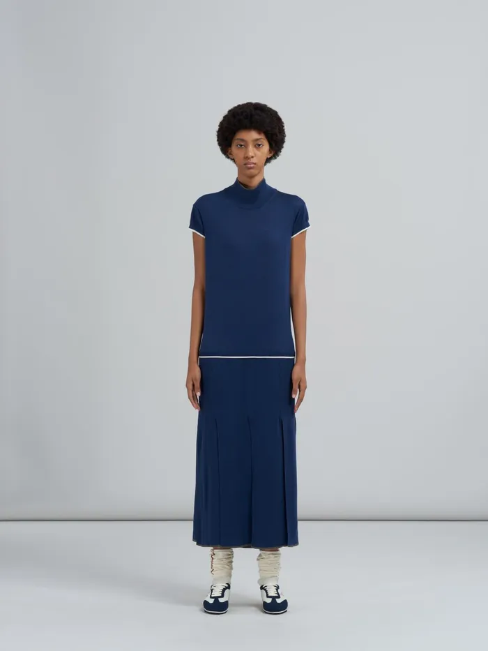 Marni Chic Light Wool Dress Light Navy Womens Dresses Marni Chic Light Wool Dress Light Navy Womens Dresses