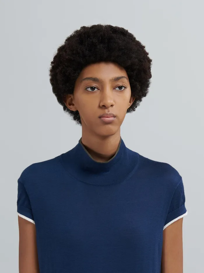 Marni Chic Light Wool Dress Light Navy Womens Dresses Marni Chic Light Wool Dress Light Navy Womens Dresses