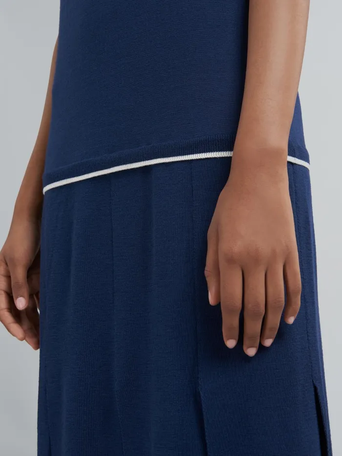 Marni Chic Light Wool Dress Light Navy Womens Dresses Marni Chic Light Wool Dress Light Navy Womens Dresses