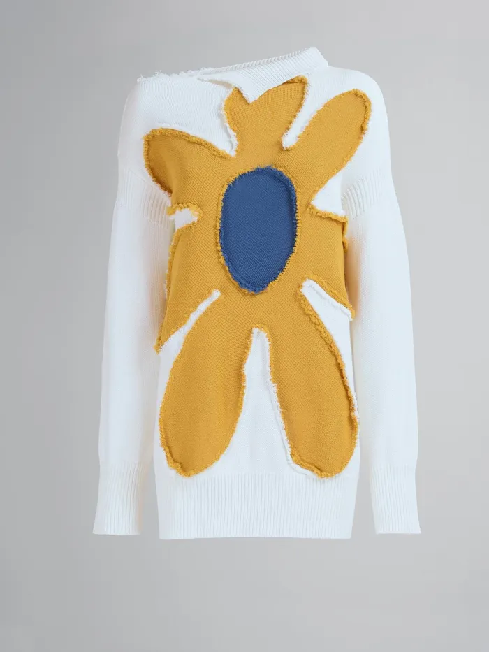 Marni Crpe Cotton Tneck Sweater Natural White Womens Knitwear