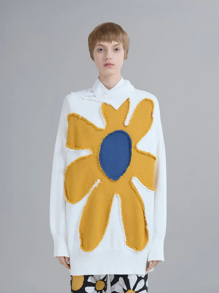 Marni Crpe Cotton Tneck Sweater Natural White Womens Knitwear Marni Crpe Cotton Tneck Sweater Natural White Womens Knitwear