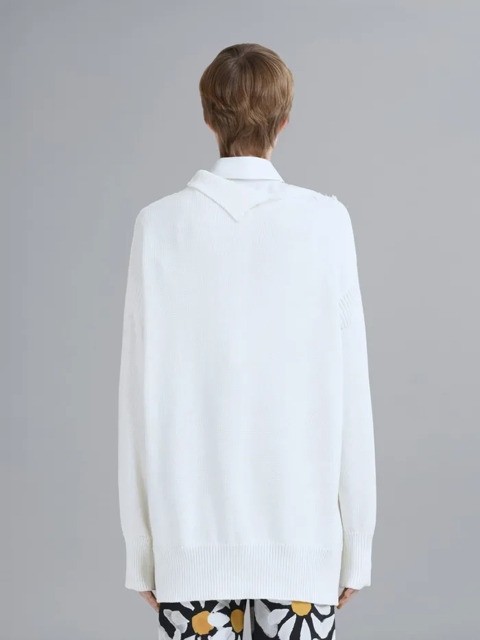 Marni Crpe Cotton Tneck Sweater Natural White Womens Knitwear Marni Crpe Cotton Tneck Sweater Natural White Womens Knitwear