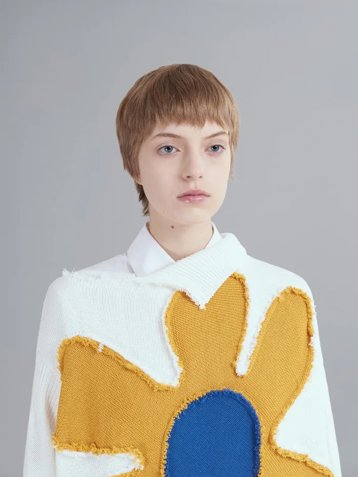 Marni Crpe Cotton Tneck Sweater Natural White Womens Knitwear Marni Crpe Cotton Tneck Sweater Natural White Womens Knitwear