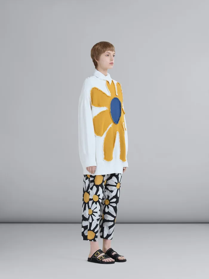 Marni Crpe Cotton Tneck Sweater Natural White Womens Knitwear Marni Crpe Cotton Tneck Sweater Natural White Womens Knitwear