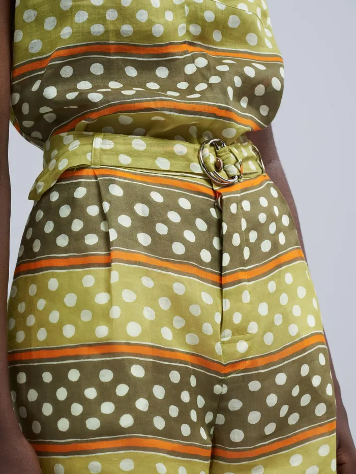 Marni Dot and Stripe Print Rami Bermuda Shorts Dusty Olive Womens Pants Marni Dot and Stripe Print Rami Bermuda Shorts Dusty Olive Womens Pants