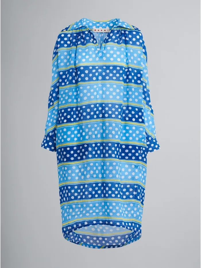 Marni Dot and Stripe Rami Dress Mazarine Blue Womens Dresses