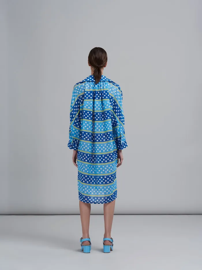 Marni Dot and Stripe Rami Dress Mazarine Blue Womens Dresses Marni Dot and Stripe Rami Dress Mazarine Blue Womens Dresses