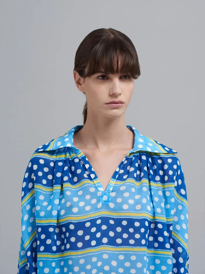 Marni Dot and Stripe Rami Dress Mazarine Blue Womens Dresses Marni Dot and Stripe Rami Dress Mazarine Blue Womens Dresses