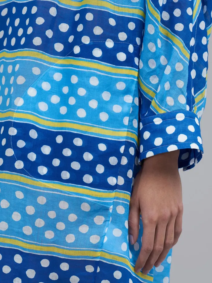 Marni Dot and Stripe Rami Dress Mazarine Blue Womens Dresses Marni Dot and Stripe Rami Dress Mazarine Blue Womens Dresses