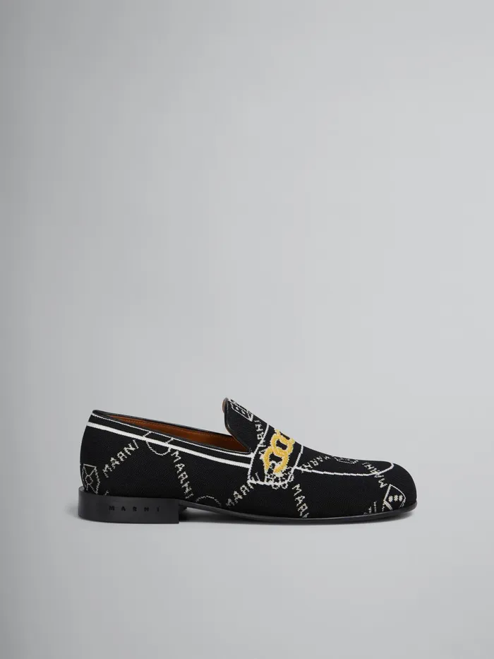 Marni Gram Trompe L039il Jacquard Moccasin Black Womens Flats