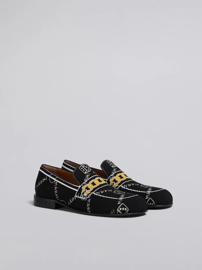 Marni Gram Trompe L039il Jacquard Moccasin Black Womens Flats Marni Gram Trompe L039il Jacquard Moccasin Black Womens Flats