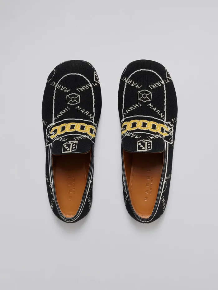 Marni Gram Trompe L039il Jacquard Moccasin Black Womens Flats Marni Gram Trompe L039il Jacquard Moccasin Black Womens Flats