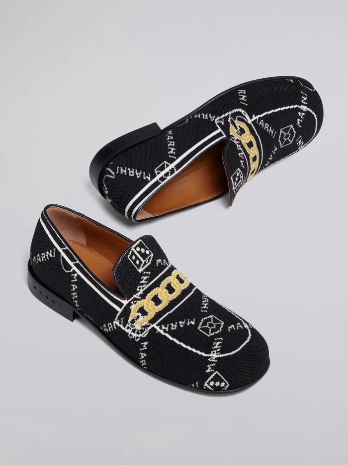 Marni Gram Trompe L039il Jacquard Moccasin Black Womens Flats Marni Gram Trompe L039il Jacquard Moccasin Black Womens Flats