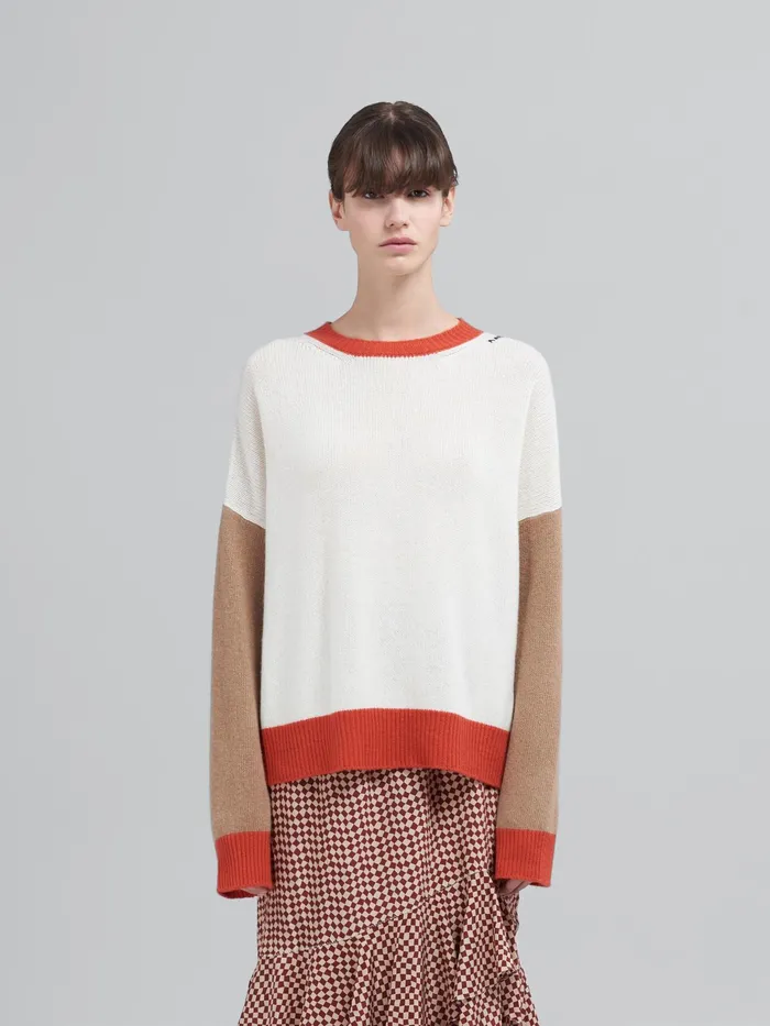 Marni Iconic Cashmere Sweater Lily White Womens Knitwear Marni Iconic Cashmere Sweater Lily White Womens Knitwear