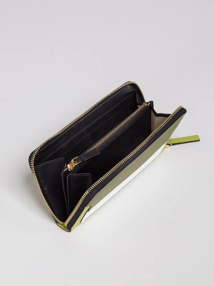 Marni Multicoloured Green Saffiano Leather Ziparound Wallet Olive Womens Wallets and Small Leather Goods Marni Multicoloured Green Saffiano Leather Ziparound Wallet Olive Womens Wallets and Small Leather Goods