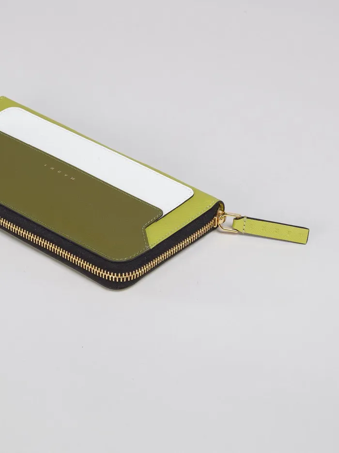 Marni Multicoloured Green Saffiano Leather Ziparound Wallet Olive Womens Wallets and Small Leather Goods Marni Multicoloured Green Saffiano Leather Ziparound Wallet Olive Womens Wallets and Small Leather Goods