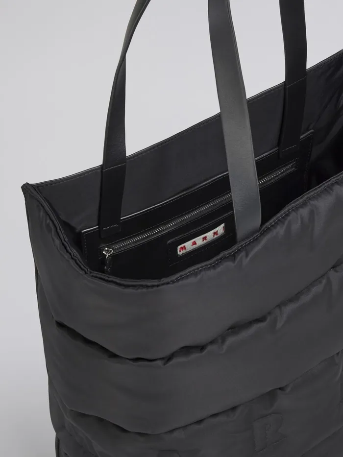 Marni Museo Soft Large Bag In Nylon Black Womens Shopping Bags Marni Museo Soft Large Bag In Nylon Black Womens Shopping Bags