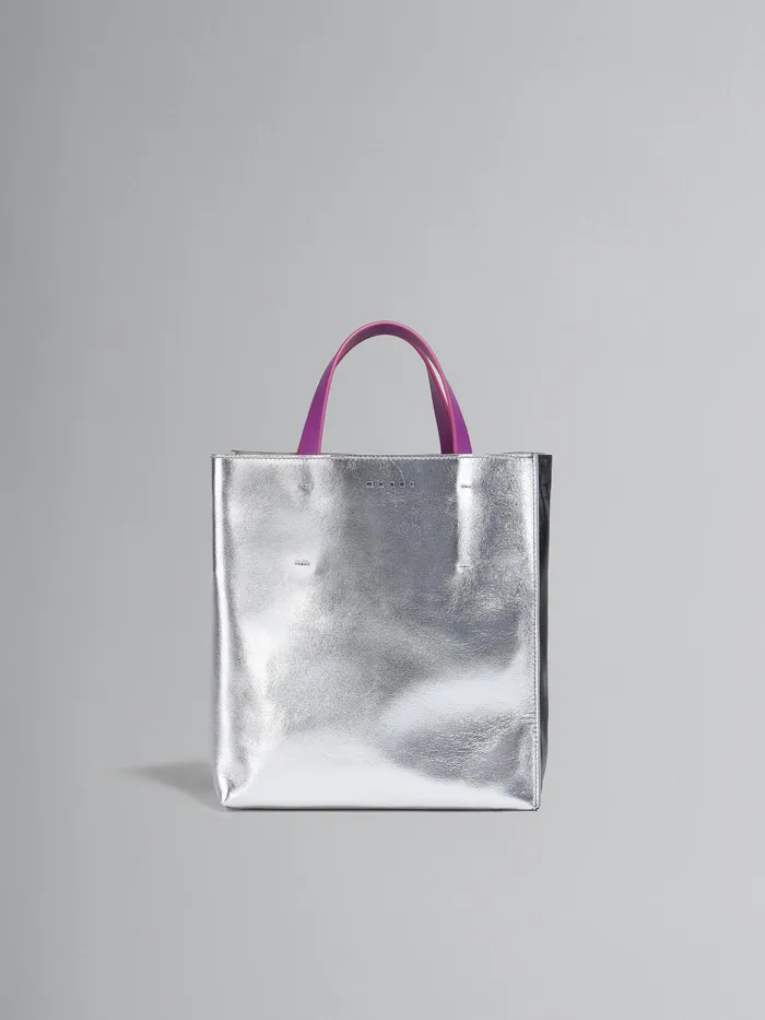 Marni Museo Soft Small Bag In And Black Metallic Leather Silver Womens Shopping Bags