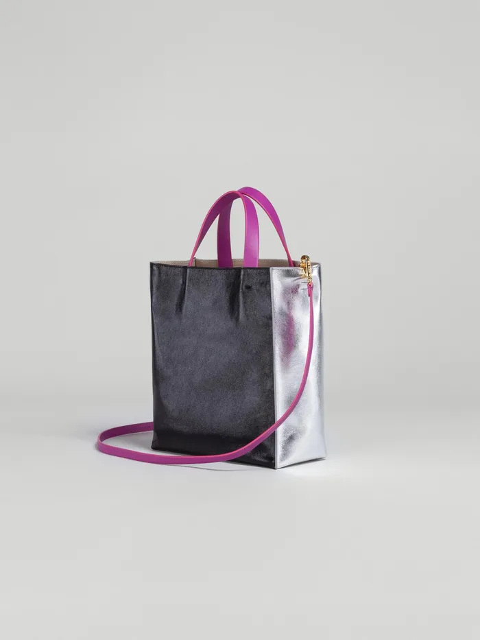 Marni Museo Soft Small Bag In And Black Metallic Leather Silver Womens Shopping Bags Marni Museo Soft Small Bag In And Black Metallic Leather Silver Womens Shopping Bags