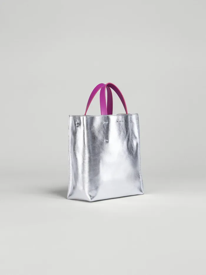 Marni Museo Soft Small Bag In And Black Metallic Leather Silver Womens Shopping Bags Marni Museo Soft Small Bag In And Black Metallic Leather Silver Womens Shopping Bags