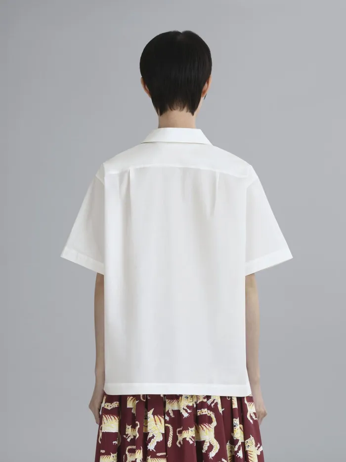 Marni Naif Tiger Print Poplin Shirt Lily White Womens Tops and Shirts Marni Naif Tiger Print Poplin Shirt Lily White Womens Tops and Shirts