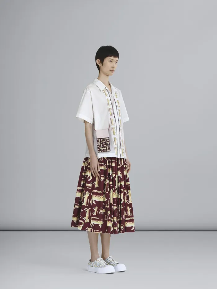 Marni Naif Tiger Print Poplin Shirt Lily White Womens Tops and Shirts Marni Naif Tiger Print Poplin Shirt Lily White Womens Tops and Shirts