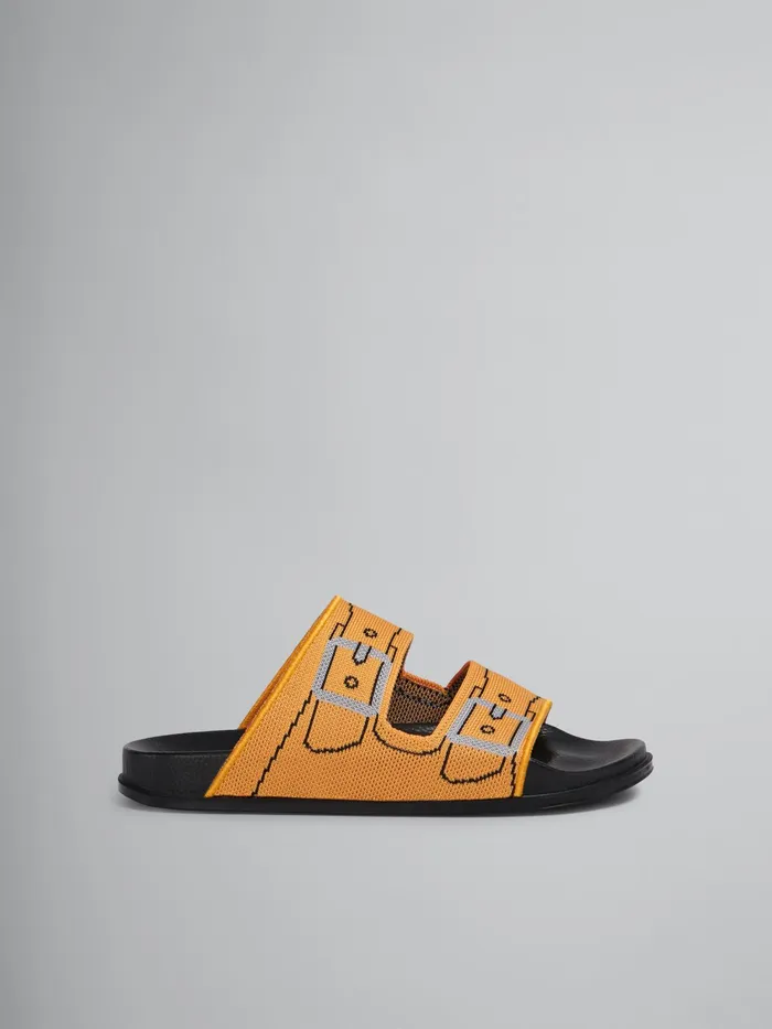Marni Orange Trompe L039il Jacquard Twostrap Slide Apricot Womens Sandals and Wedges Marni Orange Trompe L039il Jacquard Twostrap Slide Apricot Womens Sandals and Wedges