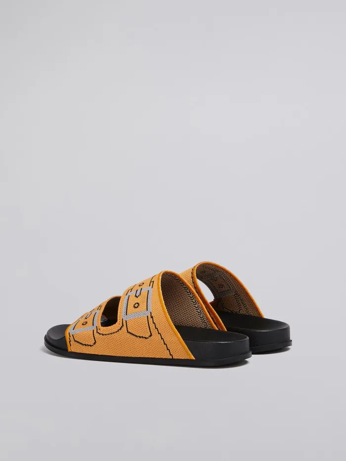 Marni Orange Trompe L039il Jacquard Twostrap Slide Apricot Womens Sandals and Wedges Marni Orange Trompe L039il Jacquard Twostrap Slide Apricot Womens Sandals and Wedges