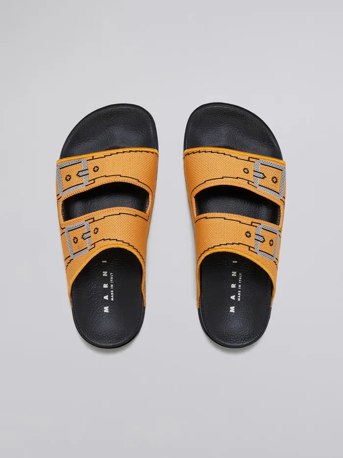 Marni Orange Trompe L039il Jacquard Twostrap Slide Apricot Womens Sandals and Wedges Marni Orange Trompe L039il Jacquard Twostrap Slide Apricot Womens Sandals and Wedges