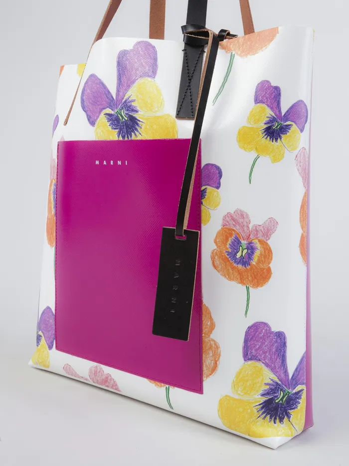 Marni Pansies Print Fuchsia Shopping Bag Carrot Womens Shopping Bags Marni Pansies Print Fuchsia Shopping Bag Carrot Womens Shopping Bags