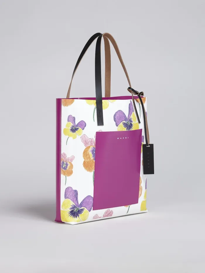 Marni Pansies Print Fuchsia Shopping Bag Carrot Womens Shopping Bags Marni Pansies Print Fuchsia Shopping Bag Carrot Womens Shopping Bags