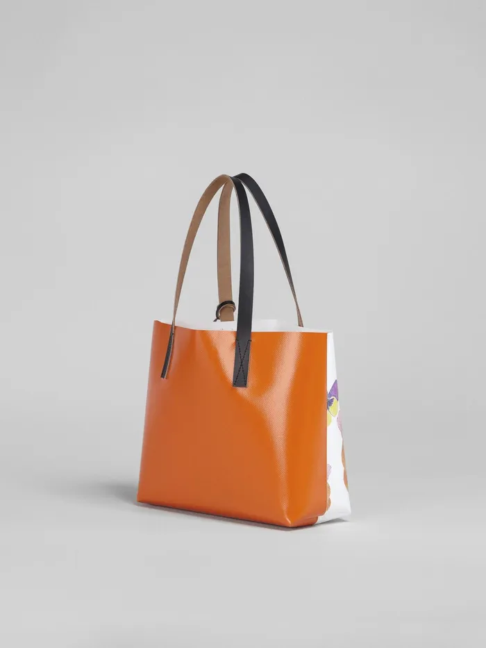 Marni Pansies Print Orange Shopping Bag Carrot Womens Shopping Bags Marni Pansies Print Orange Shopping Bag Carrot Womens Shopping Bags