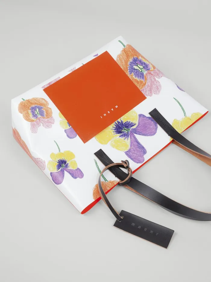 Marni Pansies Print Orange Shopping Bag Carrot Womens Shopping Bags Marni Pansies Print Orange Shopping Bag Carrot Womens Shopping Bags