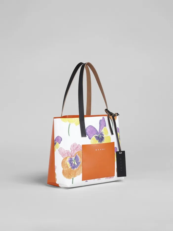 Marni Pansies Print Orange Shopping Bag Carrot Womens Shopping Bags Marni Pansies Print Orange Shopping Bag Carrot Womens Shopping Bags