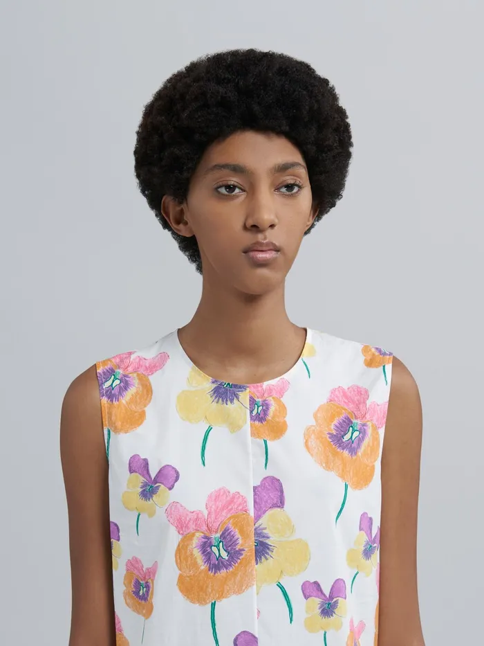 Marni Pansies Print Poplin Dress Carrot Womens Dresses Marni Pansies Print Poplin Dress Carrot Womens Dresses