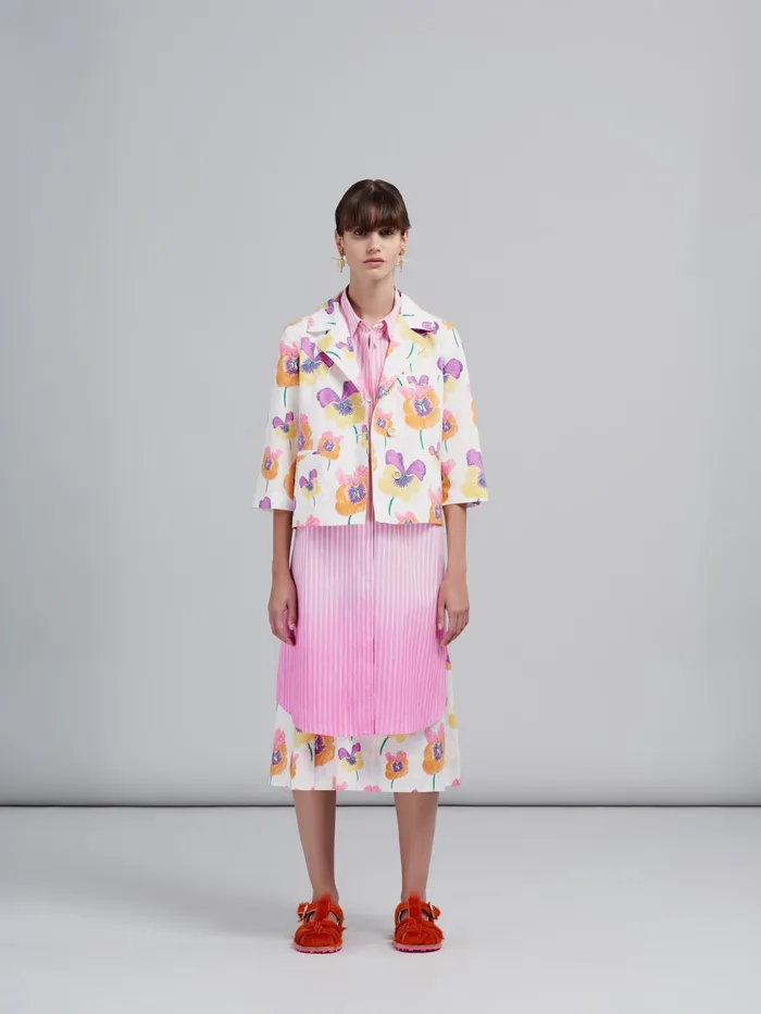 Marni Pansies Print Poplin Jacket Carrot Womens Coats and Jackets Marni Pansies Print Poplin Jacket Carrot Womens Coats and Jackets