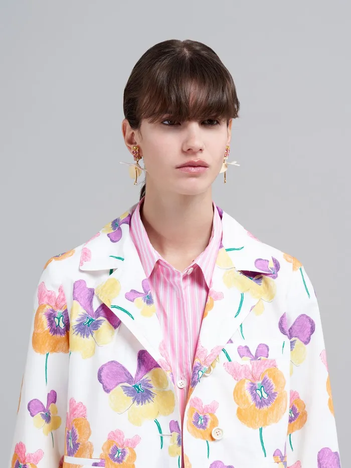 Marni Pansies Print Poplin Jacket Carrot Womens Coats and Jackets Marni Pansies Print Poplin Jacket Carrot Womens Coats and Jackets