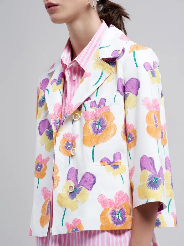 Marni Pansies Print Poplin Jacket Carrot Womens Coats and Jackets Marni Pansies Print Poplin Jacket Carrot Womens Coats and Jackets