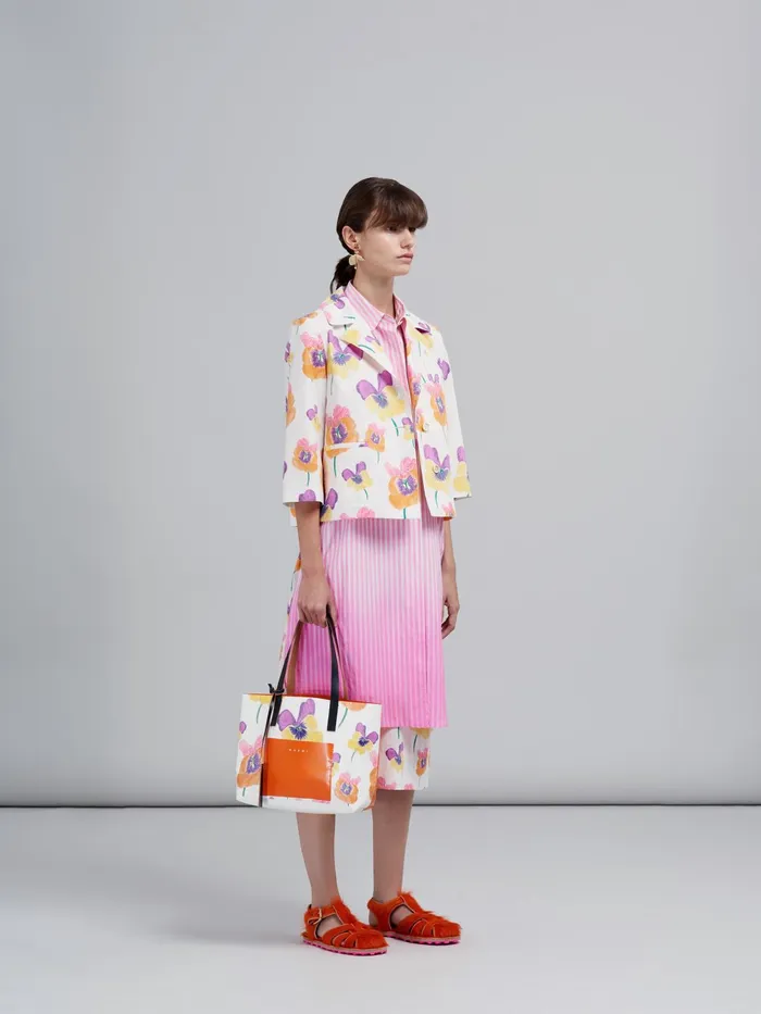 Marni Pansies Print Poplin Jacket Carrot Womens Coats and Jackets Marni Pansies Print Poplin Jacket Carrot Womens Coats and Jackets