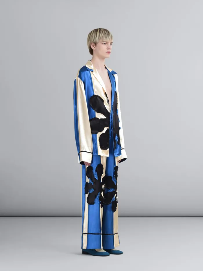 Marni Pyjama Viscose Satin Pants Ivory Mens Trousers Marni Pyjama Viscose Satin Pants Ivory Mens Trousers