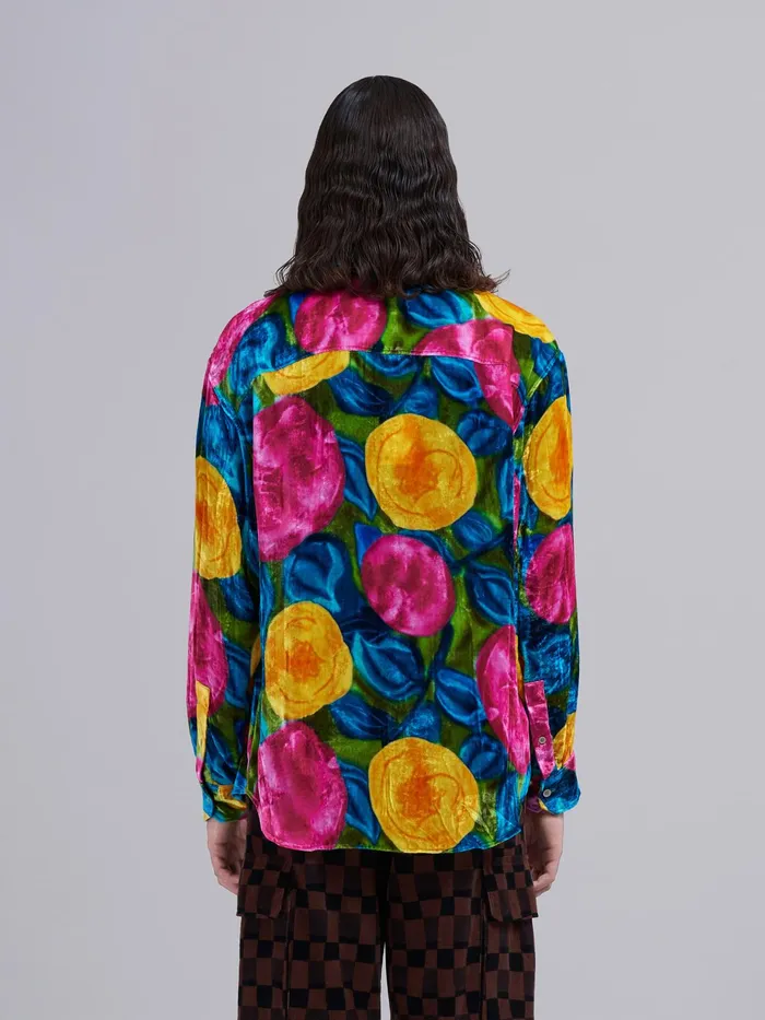 Marni Spring Rite Print Crinkled Velvet Shirt Lemonade Mens Shirts Marni Spring Rite Print Crinkled Velvet Shirt Lemonade Mens Shirts