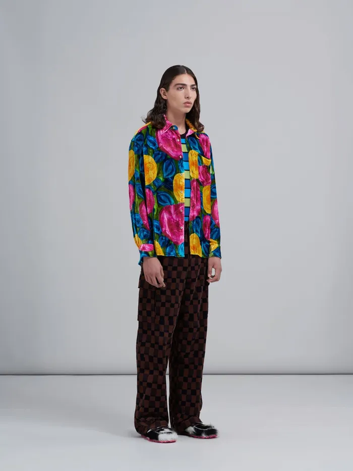 Marni Spring Rite Print Crinkled Velvet Shirt Lemonade Mens Shirts Marni Spring Rite Print Crinkled Velvet Shirt Lemonade Mens Shirts