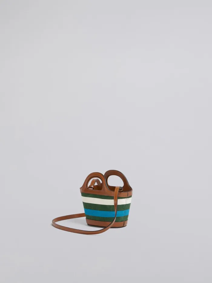 Marni Tropicalia Micro Bag In Leather And Striped Canvas Garden Green Womens Handbags Marni Tropicalia Micro Bag In Leather And Striped Canvas Garden Green Womens Handbags