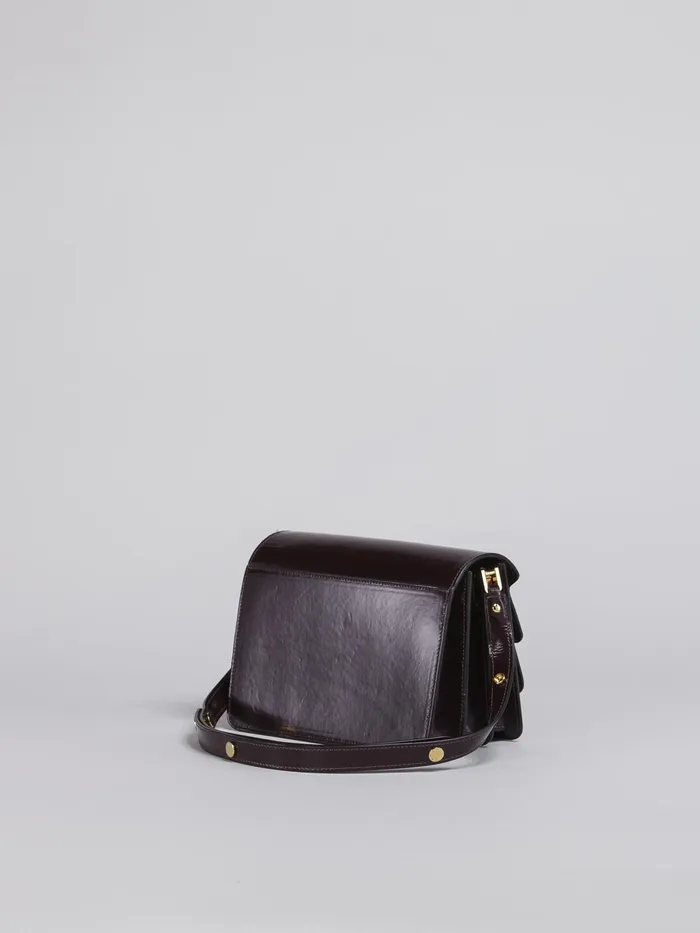 Marni Trunk Medium Bag In Dark Red Shiny Leather Wine Womens Crossbody Bags Marni Trunk Medium Bag In Dark Red Shiny Leather Wine Womens Crossbody Bags