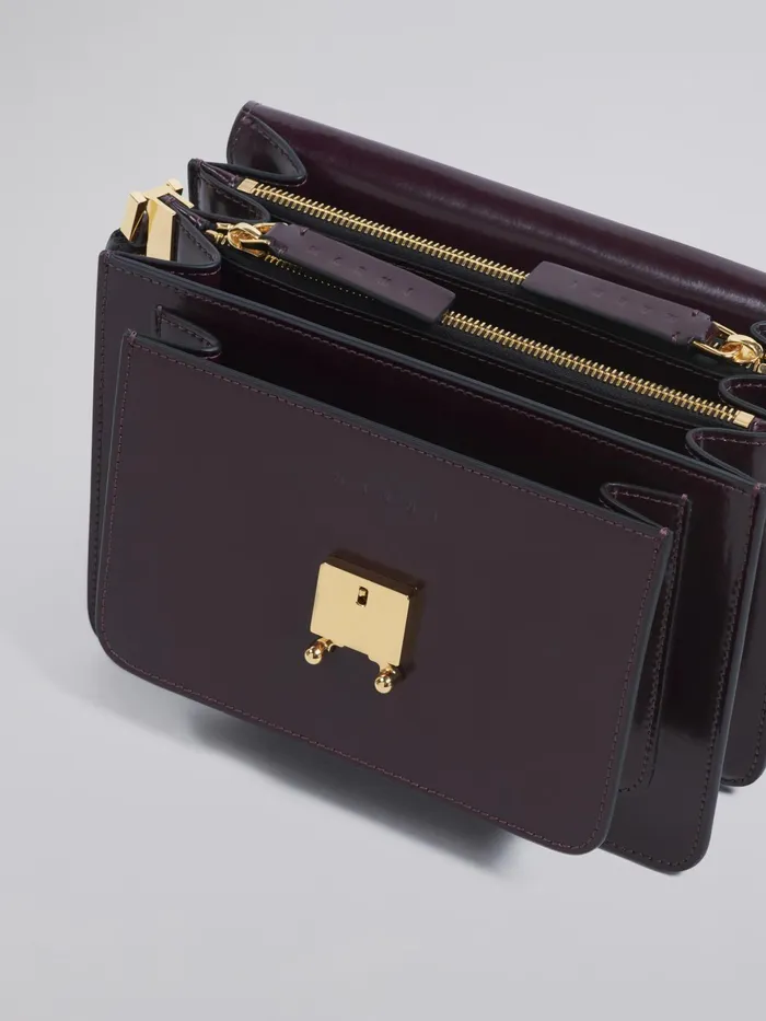 Marni Trunk Medium Bag In Dark Red Shiny Leather Wine Womens Crossbody Bags Marni Trunk Medium Bag In Dark Red Shiny Leather Wine Womens Crossbody Bags