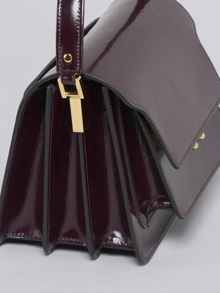 Marni Trunk Medium Bag In Dark Red Shiny Leather Wine Womens Crossbody Bags Marni Trunk Medium Bag In Dark Red Shiny Leather Wine Womens Crossbody Bags