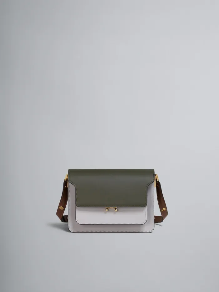 Marni Trunk Medium Bag In Green Grey And Brown Leather Emerald Womens Crossbody Bags