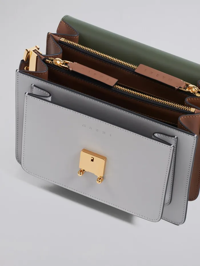 Marni Trunk Medium Bag In Green Grey And Brown Leather Emerald Womens Crossbody Bags Marni Trunk Medium Bag In Green Grey And Brown Leather Emerald Womens Crossbody Bags