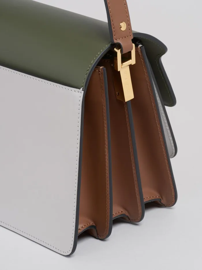 Marni Trunk Medium Bag In Green Grey And Brown Leather Emerald Womens Crossbody Bags Marni Trunk Medium Bag In Green Grey And Brown Leather Emerald Womens Crossbody Bags