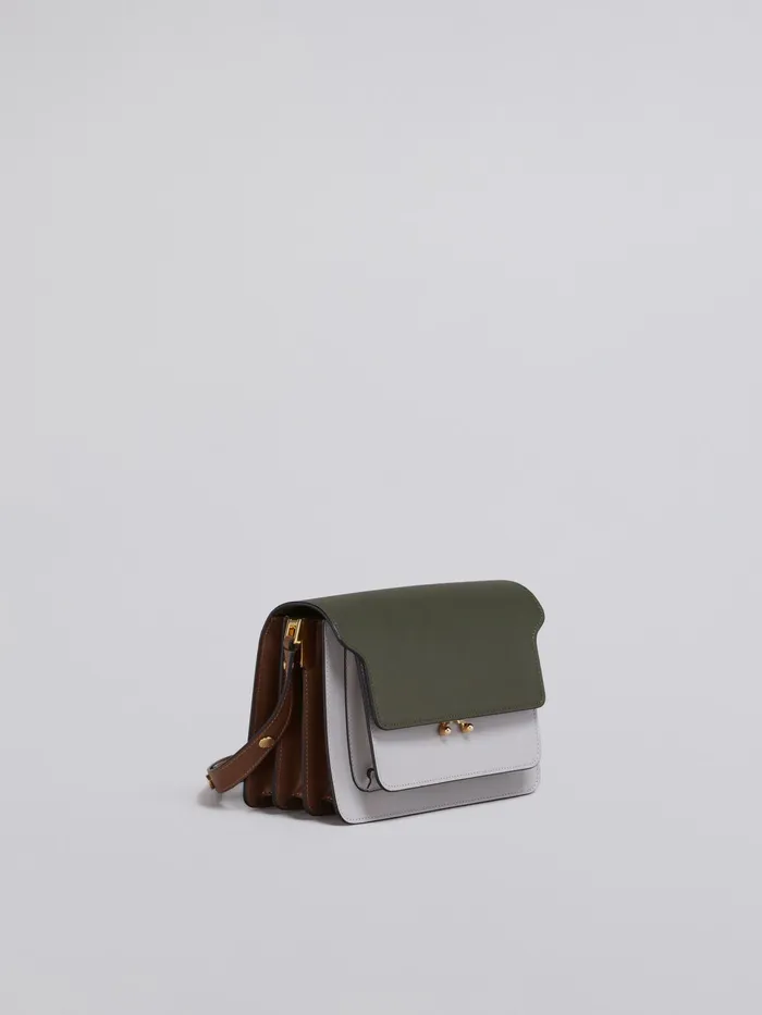 Marni Trunk Medium Bag In Green Grey And Brown Leather Emerald Womens Crossbody Bags Marni Trunk Medium Bag In Green Grey And Brown Leather Emerald Womens Crossbody Bags